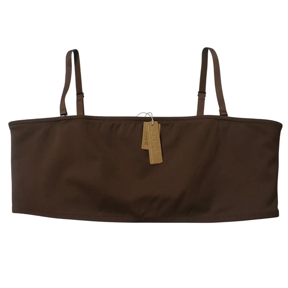SKIMS Shaping Swim Set Bandeau Top + Dipped Bikini Bottom Cocoa 3X